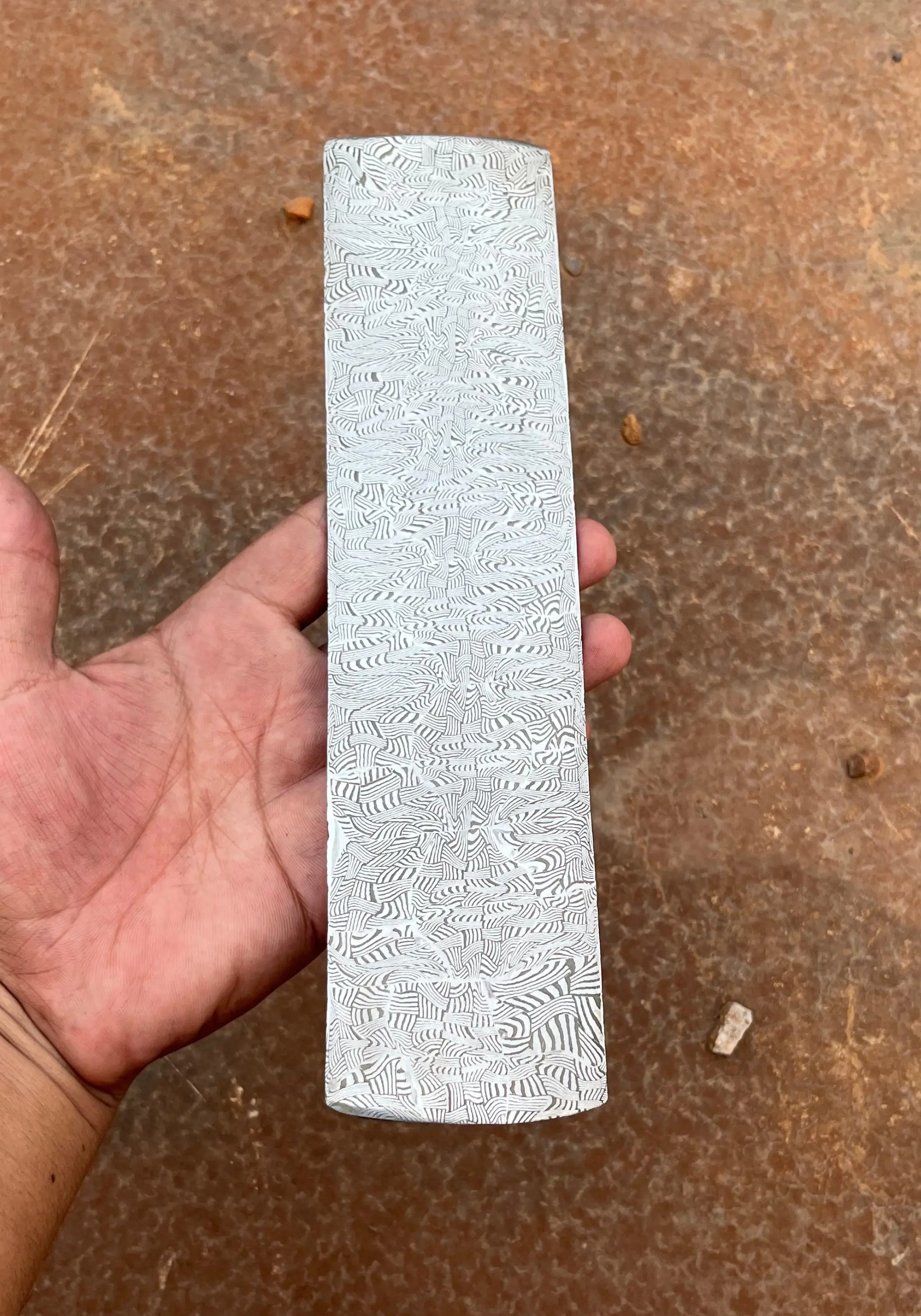 Basket Weave Damascus Billet 1095 & 15N20 – Front View
