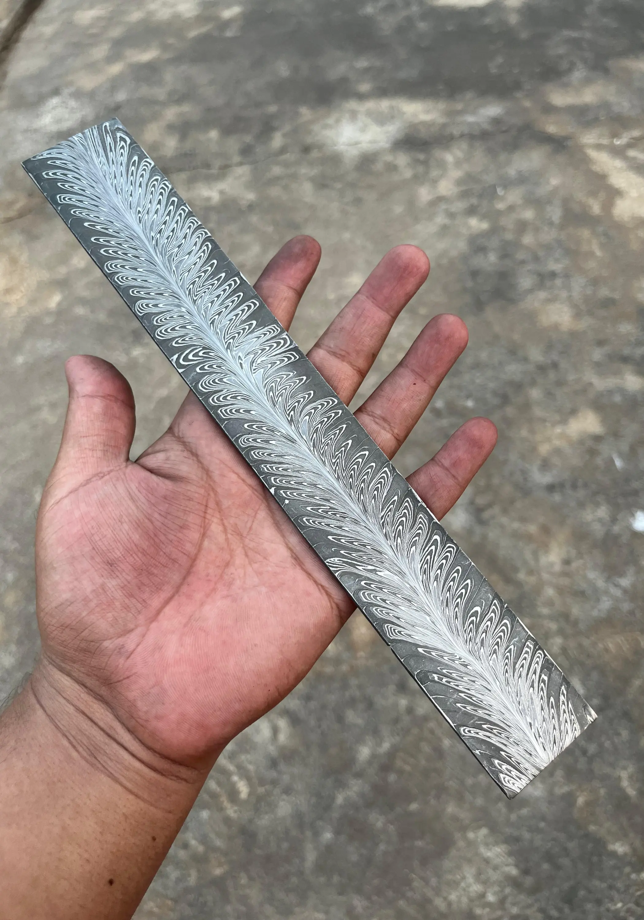 Black Edge Feather Damascus Bar 1095 15N20 Knife Making Billet